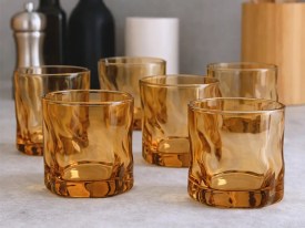 Vaso vidrio irregular dorado 